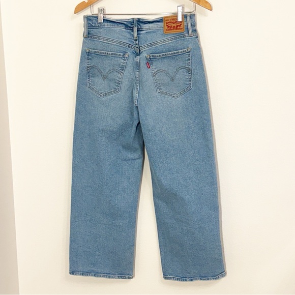 LEVIS High Rise Wide Leg Jeans Distressed Ankle Size 28 - Picture 6 of 7